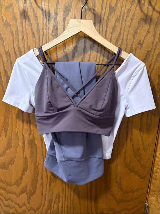 lululemon athletica Tops - Monochrome Purple Lululemon Set Bra Crop Top Pushing Limits Align Wonder Under 6